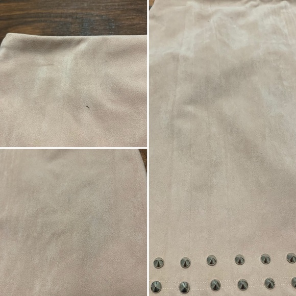 Forever 21 Blush Beige Faux Suede Studded Hem Mini Skirt Women's Size XS - Picture 6 of 8